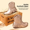 image:imageDREAM PAIRS Girls Cowgirl Cowboy Ankle Western Boots Side Zipper Riding Shoes with Tassel Little KidBig KidRose Gold