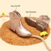 image:imageDREAM PAIRS Girls Cowgirl Cowboy Ankle Western Boots Side Zipper Riding Shoes with Tassel Little KidBig KidRose Gold