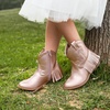 image:imageDREAM PAIRS Girls Cowgirl Cowboy Ankle Western Boots Side Zipper Riding Shoes with Tassel Little KidBig KidRose Gold