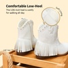 image:imageDREAM PAIRS Girls Cowgirl Cowboy Ankle Western Boots Side Zipper Riding Shoes with Tassel Little KidBig KidWhite