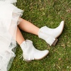 image:imageDREAM PAIRS Girls Cowgirl Cowboy Ankle Western Boots Side Zipper Riding Shoes with Tassel Little KidBig KidWhite
