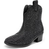 image:imageDREAM PAIRS Girls Cowgirl Cowboy Rhinestone Boots Ankle Low Heel Dress BootiesBlack