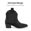 image:imageDREAM PAIRS Girls Cowgirl Cowboy Rhinestone Boots Ankle Low Heel Dress BootiesBlack