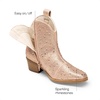 image:imageDREAM PAIRS Girls Cowgirl Cowboy Rhinestone Boots Ankle Low Heel Dress BootiesChampagne