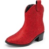 image:imageDREAM PAIRS Girls Cowgirl Cowboy Rhinestone Boots Ankle Low Heel Dress BootiesRed