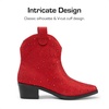image:imageDREAM PAIRS Girls Cowgirl Cowboy Rhinestone Boots Ankle Low Heel Dress BootiesRed
