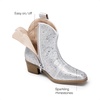 image:imageDREAM PAIRS Girls Cowgirl Cowboy Rhinestone Boots Ankle Low Heel Dress BootiesSilver