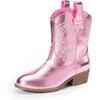 image:imageDREAM PAIRS Girls Cowgirl Boots Cowboy Boots with Low Heel Western Embroidered Fashion Mid Calf Shoes for ToddlerLittle KidBig KidPink