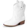 image:imageDREAM PAIRS Girls Cowgirl Boots Cowboy Boots with Low Heel Western Embroidered Fashion Mid Calf Shoes for ToddlerLittle KidBig KidWhite