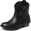 image:imageDREAM PAIRS Girls Cowgirl Cowboy Ankle Western Boots Side Zipper Riding Shoes with Tassel Little KidBig KidBlack