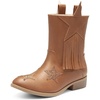image:imageDREAM PAIRS Girls Cowgirl Cowboy Western Mid Calf Tassel BootsCamel