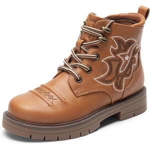 image:imageDREAM PAIRS Boys Girls Combat Ankle Boots Cowboy Cowgirl Western Embroidered Side Zipper Booties ToddlerLittle KidBig Kid