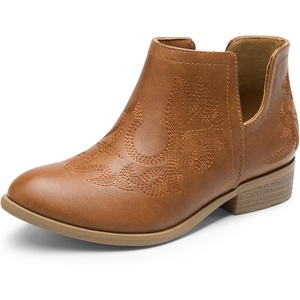 image:imageDREAM PAIRS Girls Booties Ankle Short Cowgirl Cowboy Western Boots