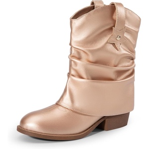 image:imageDREAM PAIRS Girls Cowboy Cowgirl Boots 2in1 Western Removable Cuff Fold Over Embroidered Fashion Mid Calf ShoesRose Gold