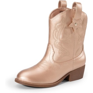 image:imageDREAM PAIRS Girls Cowgirl Boots Cowboy Boots with Low Heel Western Embroidered Fashion Mid Calf Shoes for ToddlerLittle KidBig KidRose Gold