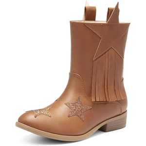 image:imageDREAM PAIRS Girls Cowgirl Cowboy Western Mid Calf Tassel BootsCamel