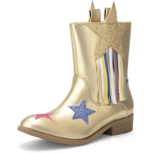 image:imageDREAM PAIRS Girls Cowgirl Cowboy Western Mid Calf Tassel BootsGold