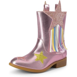 image:imageDREAM PAIRS Girls Cowgirl Cowboy Western Mid Calf Tassel BootsPink