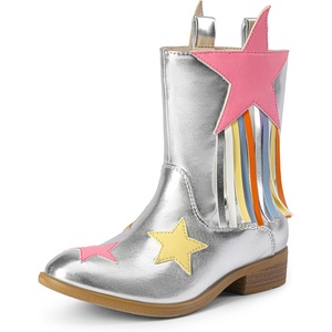 image:imageDREAM PAIRS Girls Cowgirl Cowboy Western Mid Calf Tassel BootsSilver