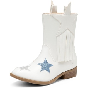 image:imageDREAM PAIRS Girls Cowgirl Cowboy Western Mid Calf Tassel BootsWhite