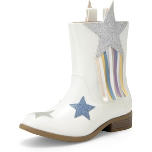 image:imageDREAM PAIRS Girls Cowgirl Cowboy Western Mid Calf Tassel BootsWhitepu