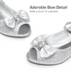 image:imageDREAM PAIRS Girls Heels Dress Shoes Flats for Wedding Bow Flower Princess Shoes for Little KidBig KidSilverglitter