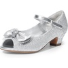 image:imageDREAM PAIRS Girls Heels Dress Shoes Flats for Wedding Bow Flower Princess Shoes for Little KidBig KidSilverglitter