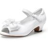 image:imageDREAM PAIRS Girls Heels Dress Shoes Flats for Wedding Bow Flower Princess Shoes for Little KidBig KidWhitepu