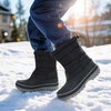 image:imageDREAM PAIRS Boys Girls Snow Boots WaterResistant Outdoor Warm Cozy AntiSlip Mid Calf Faux Fur Lining Winter Shoes for ToddlerLittleBig KidsBlack