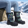 image:imageDREAM PAIRS Boys amp Girls Mid Calf WaterResistant Winter Snow Boots for ToddlerLittleBig KidBlueBlack