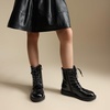 image:imageDREAM PAIRS Girls Boys Combat Ankle Boots Side Zipper Shoes with Lace Up for ToddlerLittle KidBig KidAll Black