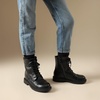 image:imageDREAM PAIRS Girls Boys Combat Ankle Boots Side Zipper Shoes with Lace Up for ToddlerLittle KidBig KidBlack