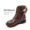 image:imageDREAM PAIRS Girls Boys Combat Ankle Boots Side Zipper Shoes with Lace Up for ToddlerLittle KidBig KidBrown