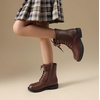 image:imageDREAM PAIRS Girls Boys Combat Ankle Boots Side Zipper Shoes with Lace Up for ToddlerLittle KidBig KidBrown