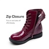image:imageDREAM PAIRS Girls Boys Combat Ankle Boots Side Zipper Shoes with Lace Up for ToddlerLittle KidBig KidBurgundy