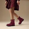 image:imageDREAM PAIRS Girls Boys Combat Ankle Boots Side Zipper Shoes with Lace Up for ToddlerLittle KidBig KidBurgundy