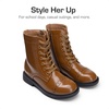 image:imageDREAM PAIRS Girls Boys Combat Ankle Boots Side Zipper Shoes with Lace Up for ToddlerLittle KidBig KidTan