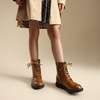 image:imageDREAM PAIRS Girls Boys Combat Ankle Boots Side Zipper Shoes with Lace Up for ToddlerLittle KidBig KidTan