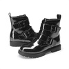 image:imageDREAM PAIRS Girls Boys Glitter Ankle Boots Side Zipper Combat Shoes with Buckles ToddlerLittle KidBig KidBlack