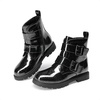 image:imageDREAM PAIRS Girls Boys Glitter Ankle Boots Side Zipper Combat Shoes with Buckles ToddlerLittle KidBig KidBlack