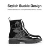 image:imageDREAM PAIRS Girls Boys Glitter Ankle Boots Side Zipper Combat Shoes with Buckles ToddlerLittle KidBig KidBlack