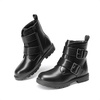 image:imageDREAM PAIRS Girls Boys Glitter Ankle Boots Side Zipper Combat Shoes with Buckles ToddlerLittle KidBig KidBlackpu