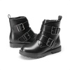 image:imageDREAM PAIRS Girls Boys Glitter Ankle Boots Side Zipper Combat Shoes with Buckles ToddlerLittle KidBig KidBlackpu