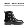 image:imageDREAM PAIRS Girls Boys Glitter Ankle Boots Side Zipper Combat Shoes with Buckles ToddlerLittle KidBig KidBlackpu