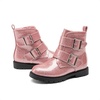 image:imageDREAM PAIRS Girls Boys Glitter Ankle Boots Side Zipper Combat Shoes with Buckles ToddlerLittle KidBig KidPink