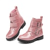 image:imageDREAM PAIRS Girls Boys Glitter Ankle Boots Side Zipper Combat Shoes with Buckles ToddlerLittle KidBig KidPink