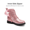 image:imageDREAM PAIRS Girls Boys Glitter Ankle Boots Side Zipper Combat Shoes with Buckles ToddlerLittle KidBig KidPink
