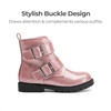 image:imageDREAM PAIRS Girls Boys Glitter Ankle Boots Side Zipper Combat Shoes with Buckles ToddlerLittle KidBig KidPink