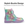 image:imageDREAM PAIRS Girls Boys Glitter Ankle Boots Side Zipper Combat Shoes with Buckles ToddlerLittle KidBig KidRainbow
