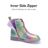 image:imageDREAM PAIRS Girls Boys Glitter Ankle Boots Side Zipper Combat Shoes with Buckles ToddlerLittle KidBig KidRainbow